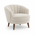Polstersessel 78 x 75 x 72 cm Rundform Beige mit Armlehnen Holzbeine