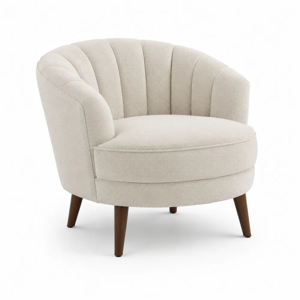 Polstersessel 78 x 75 x 72 cm Rundform Beige mit Armlehnen Holzbeine