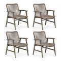 Gartenstuhl Set 4er 58 cm x 60 cm x 85 cm Beige Grau Aluminium Rahmen mit Seilgeflecht und Armlehnen