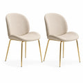 Esszimmerstühle 2er Set 50 cm x 55 cm x 85 cm Beige Stoff Polster Metallgestell Goldfarben ohne Armlehnen
