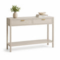 Konsolentisch 120 x 30 x 80 cm Holzwerkstoff Beige mit 2 Schubladen und Ablageboden rechteckig Goldfarben