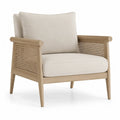 Polstersessel Rattansessel mit Armlehnen Holzrahmen 76 x 78 x 82 cm Beige Naturholz rechteckig