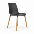 Esszimmerstuhl Sitzschale PP Kunststoff Schwarz Beine Massivholz Natur 46 cm x 52 cm x 82 cm Sitzhöhe 45 cm