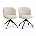 Esszimmerstühle 2er Set Polsterstuhl Bouclé Stoff Sitzschale Metall Drehgestell Schwarz Beige 55 cm x 60 cm x 85 cm Sitzhöhe 47 cm