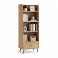 Bücherregal 60 x 35 x 180 cm Holz Natur rechteckig mit 3 offenen Fächern und Schublade